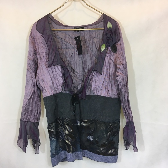 Lee Anderson Tops - Beautiful Lee Anderson Shades of Purple Shimmery L/S Open Jacket Top